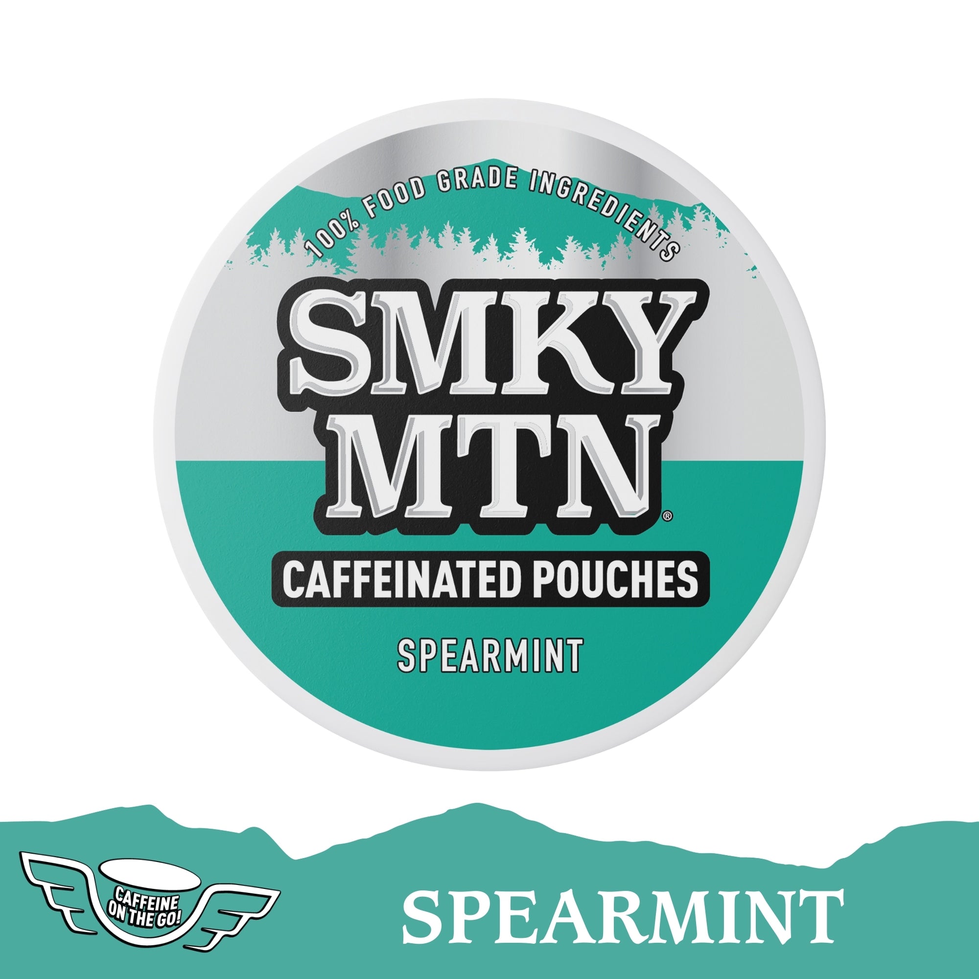 Smky MTN Caffeine pouches spearmint packaging on a white background