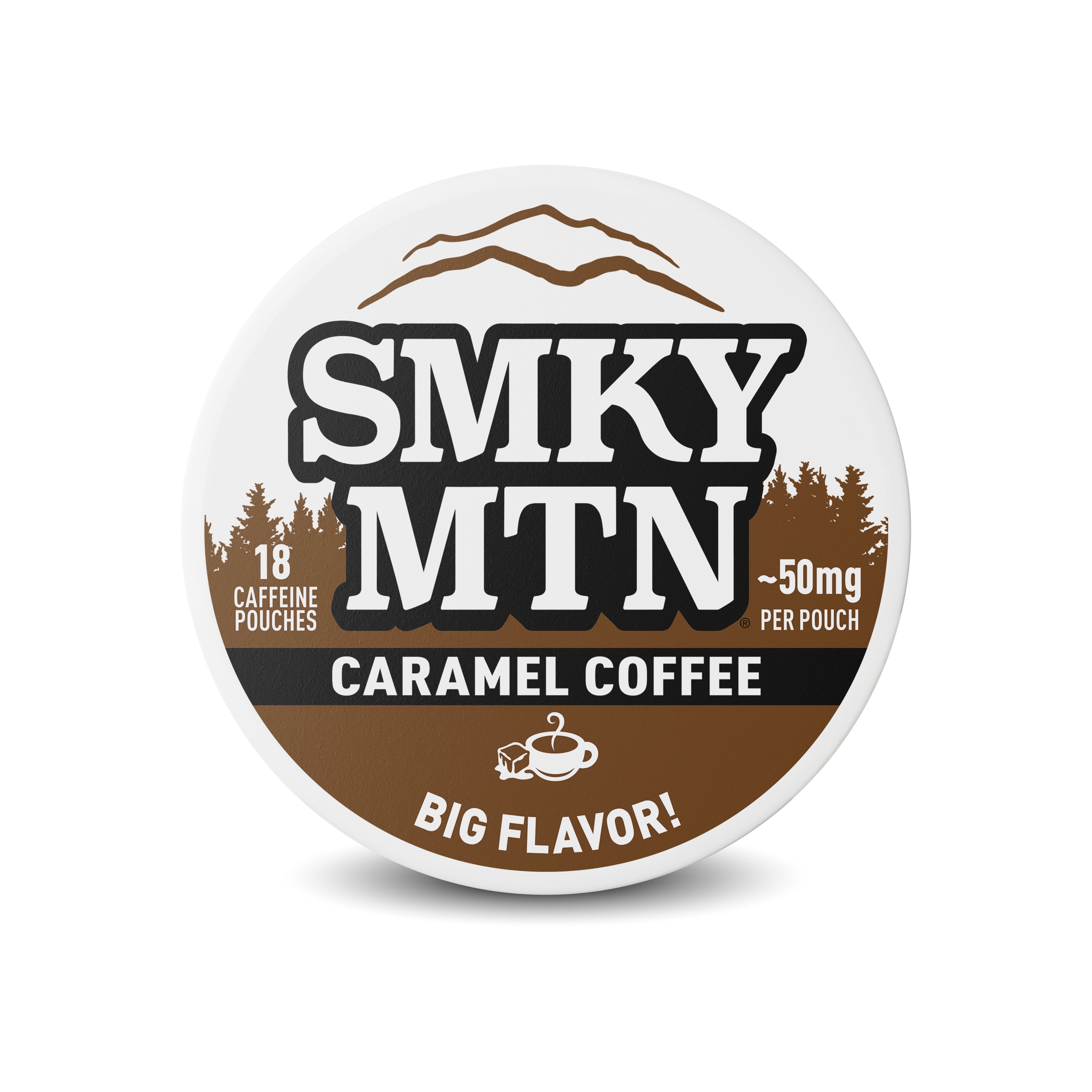 Smky MTN caramel coffee package on a white background