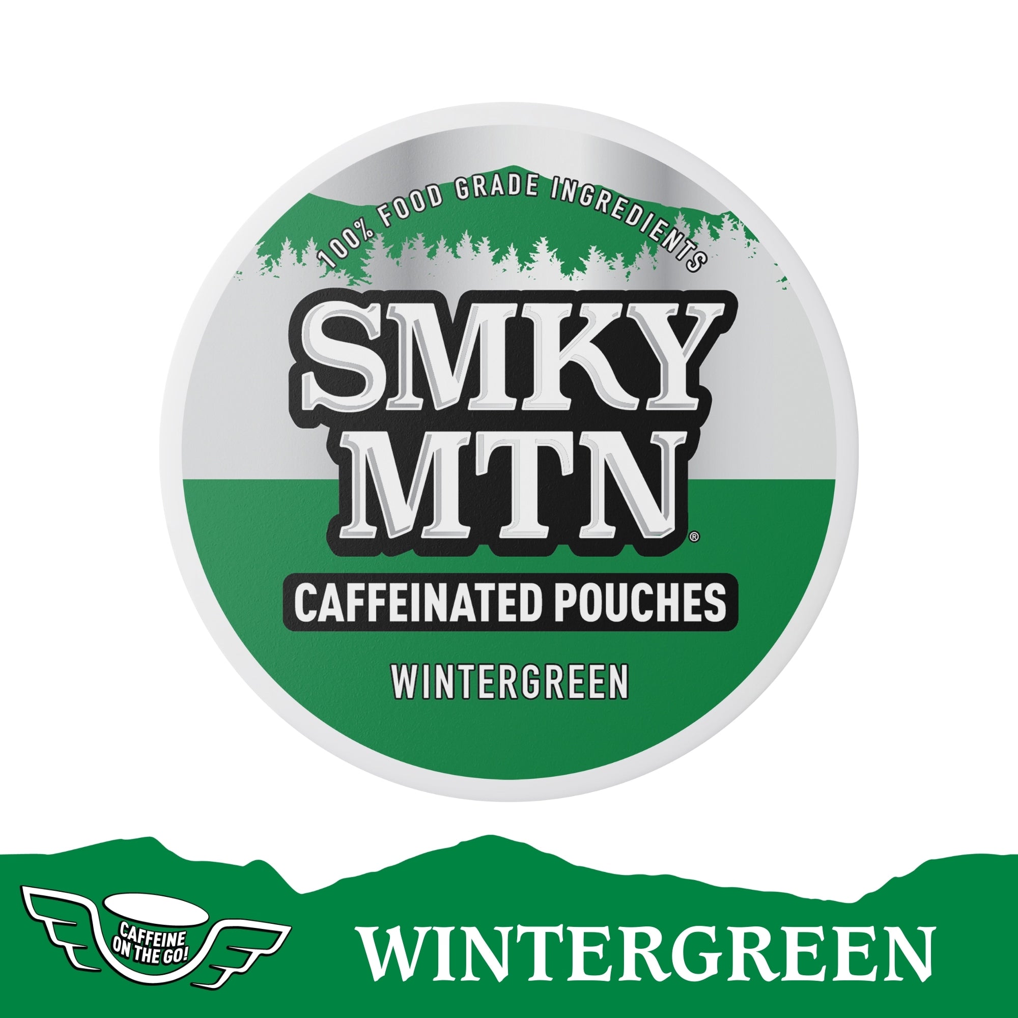 Smky MTN wintergreen Caffeine pouches packaging on a white background