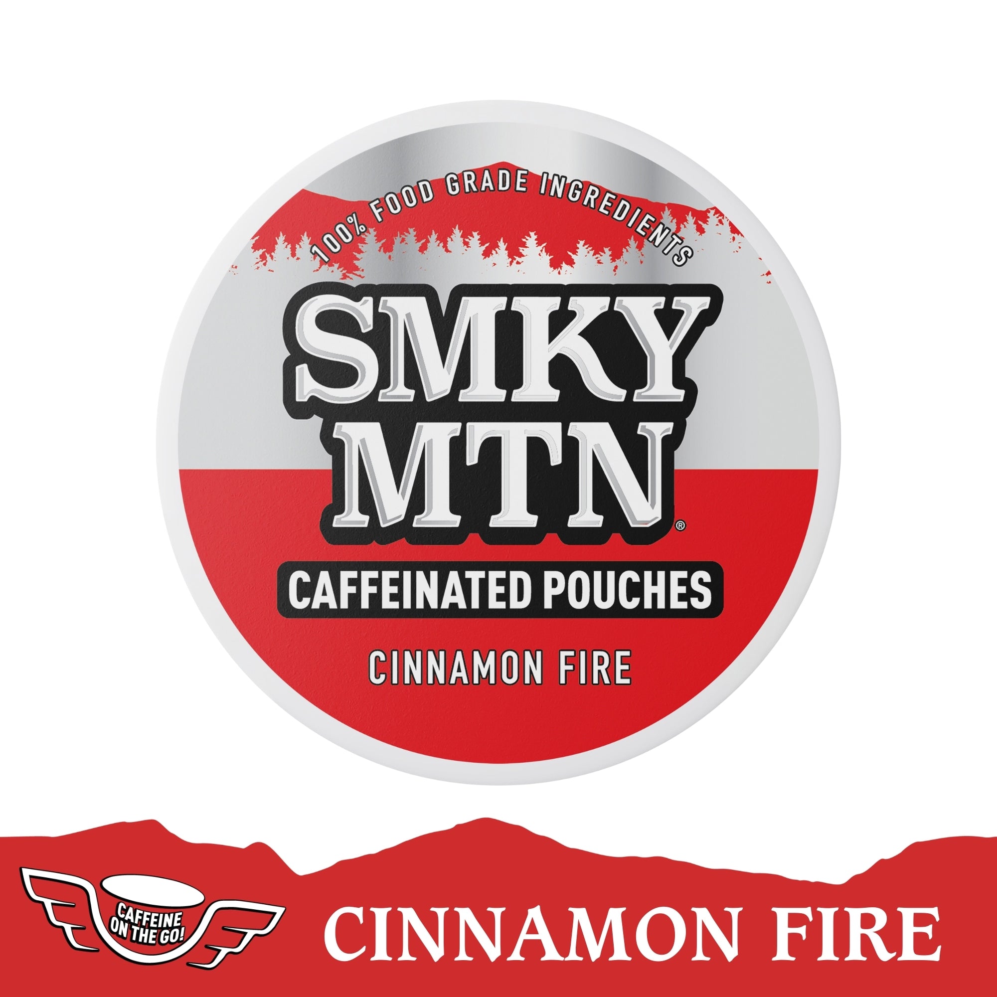 Smky MTN Caffeine Pouches Cinnamon Fire packaging on a white background