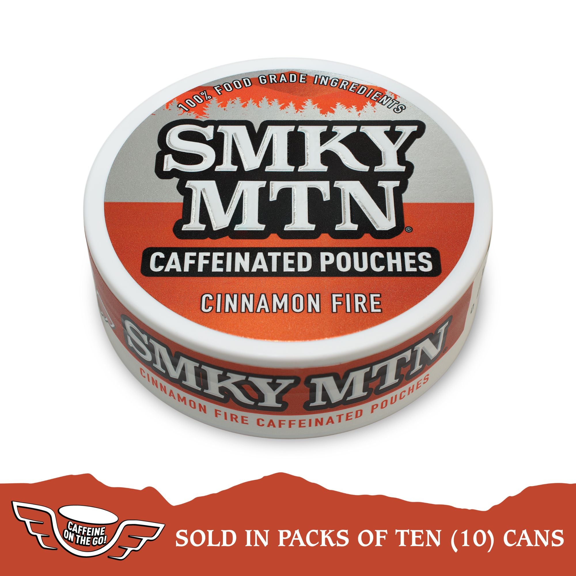 smky mtn cinnamon fire caffeinated pouches on a white background